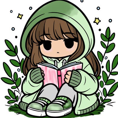 girl in oversized hoodie reading a book