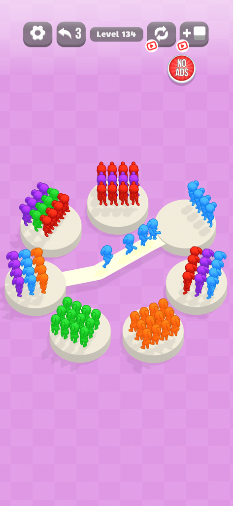 Escape Island: Fun Color Sort - A color sorting puzzle game where 3D characters move between islands to match their colors