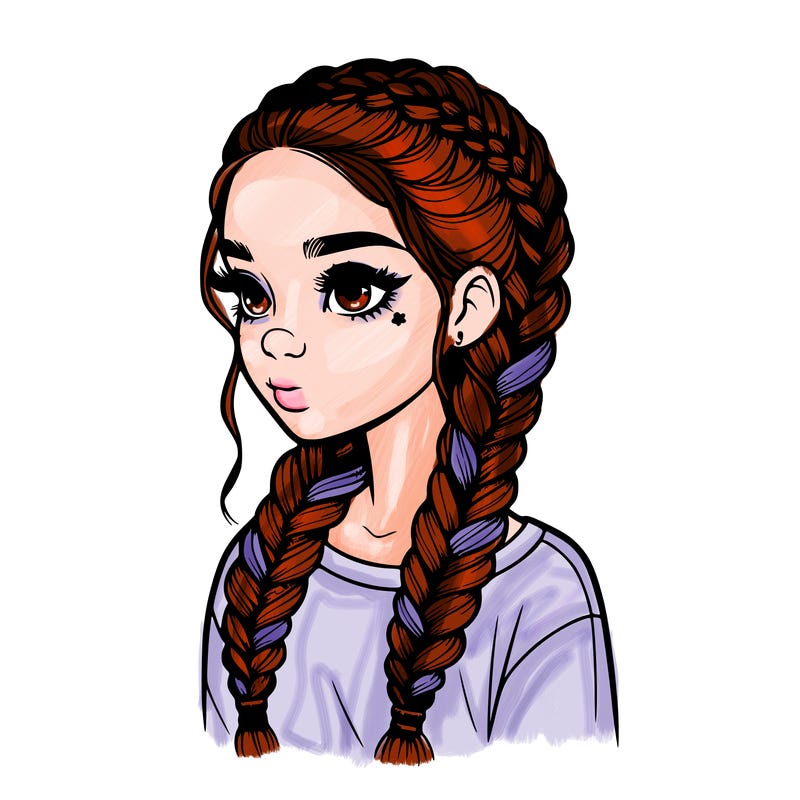realistic girl with braids