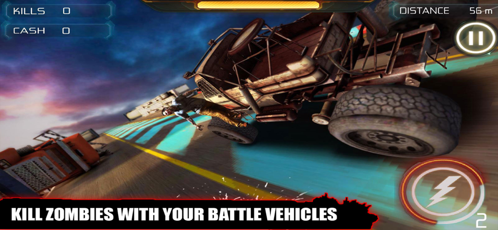 Zombie Survival Dead Shooting - A battle vehicle crushing a zombie in the Zombie Survival Dead Shooting mobile game