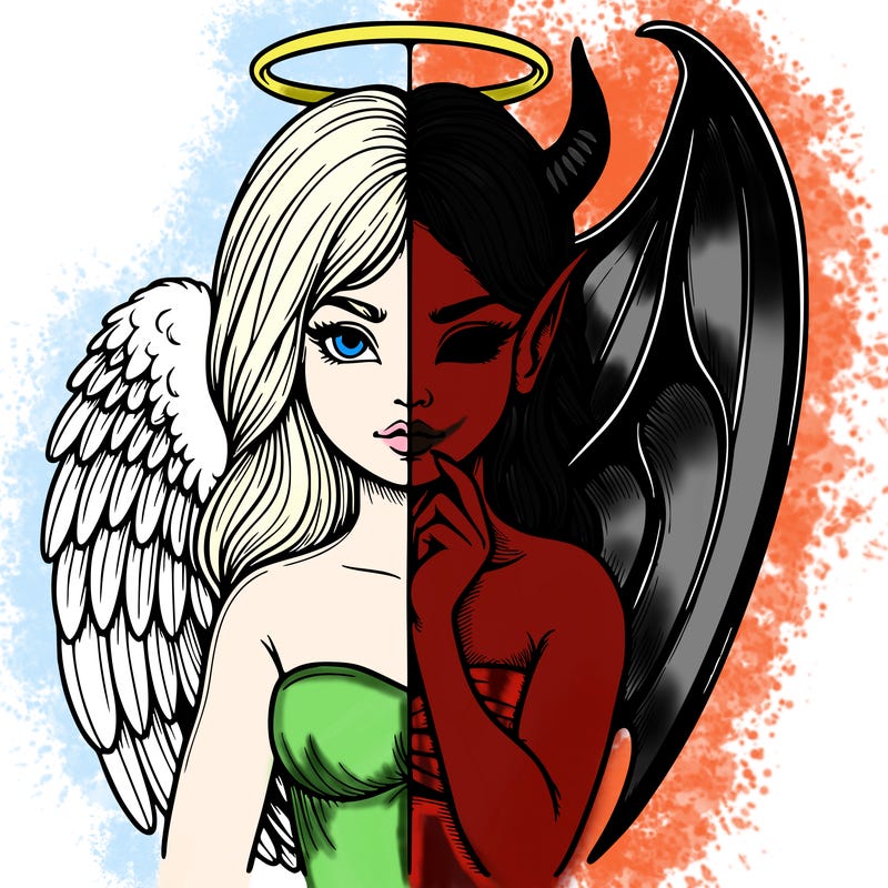 realistic angel half demon