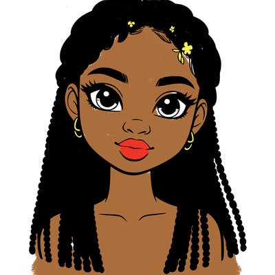 a realistic black girl with braids