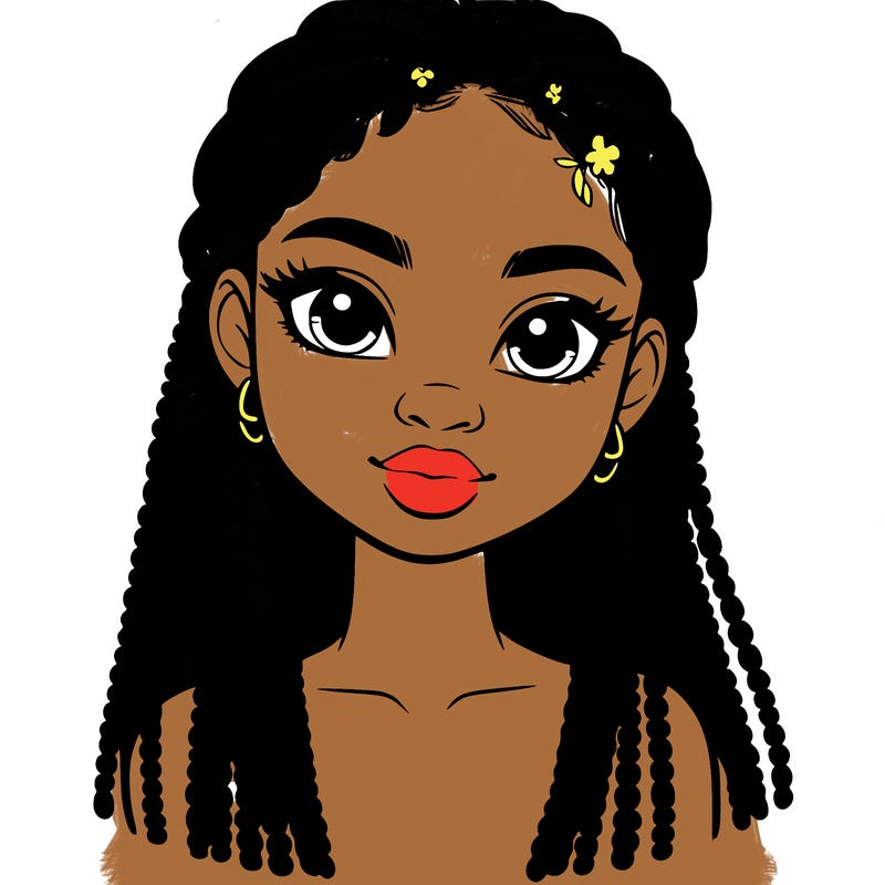 a realistic black girl with braids