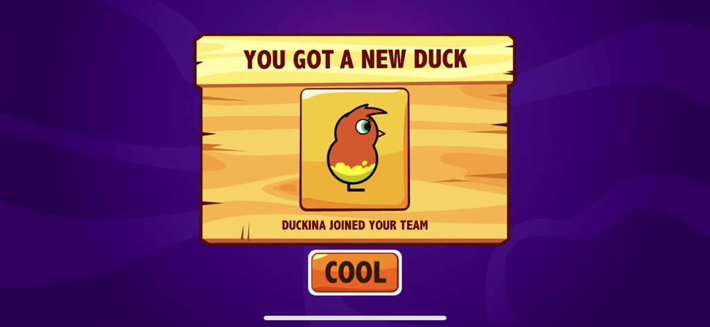 Duck Life 4 - A pop-up notification in Duck Life 4 showing a new duckling named Duckina joining the player team