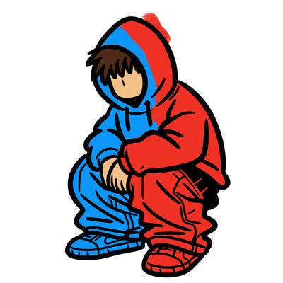 man whith hoodie and baggy jeans