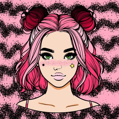 realistic girl with space buns