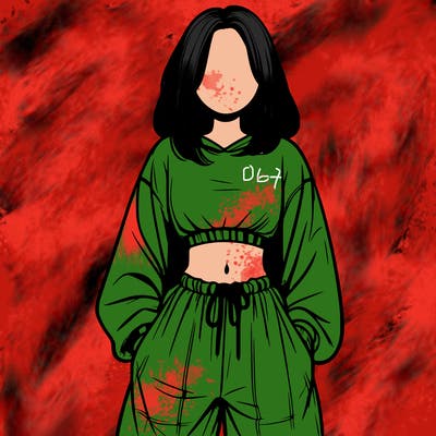 realistic girl faceless with baggy pants and a crop top