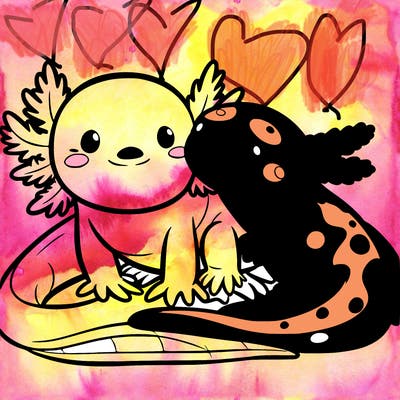 axolotl‘s and salamanders together and friends