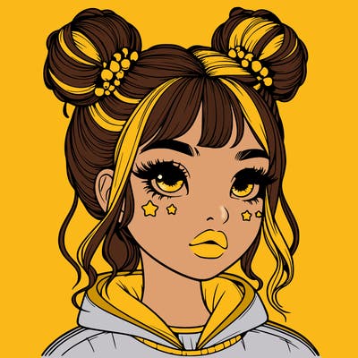 realistic girl with space buns