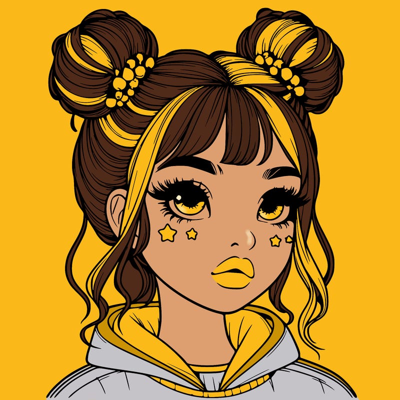 realistic girl with space buns