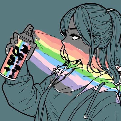 a realistic girl spray, painting