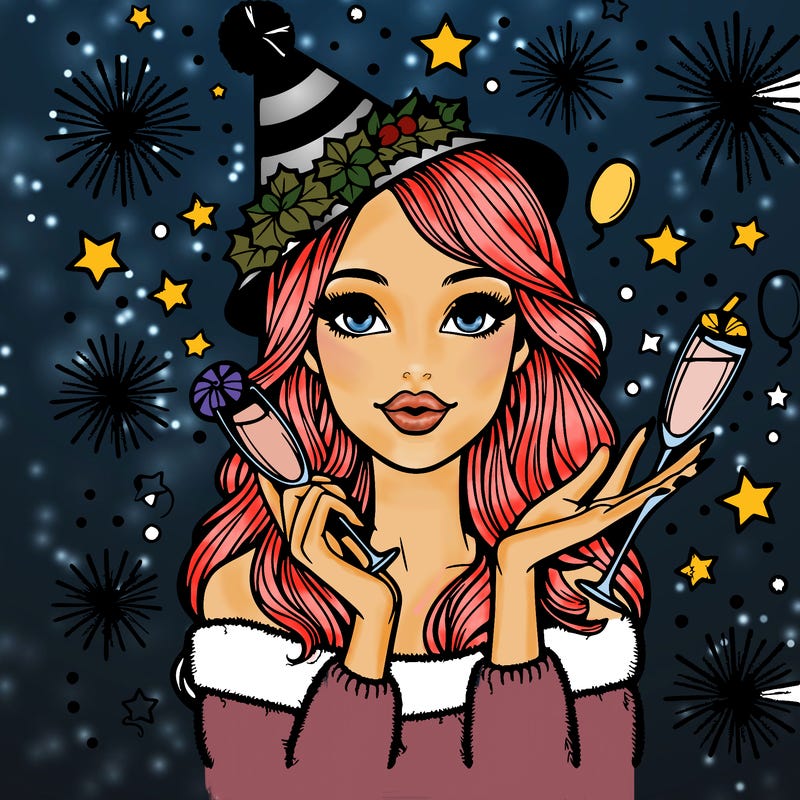 realistic girl celebrating new years sophisticated