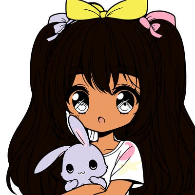 cute manga girl holding a bunny