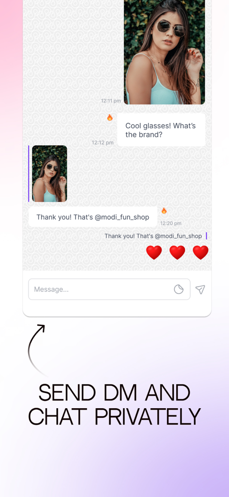 A user chatting privately through the LOOKY social network direct message feature.