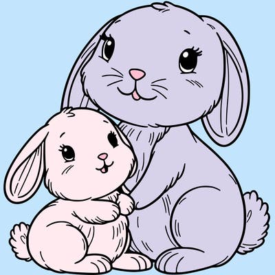 baby bunny with mama bunny
