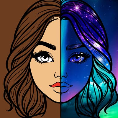 realistic girl split half