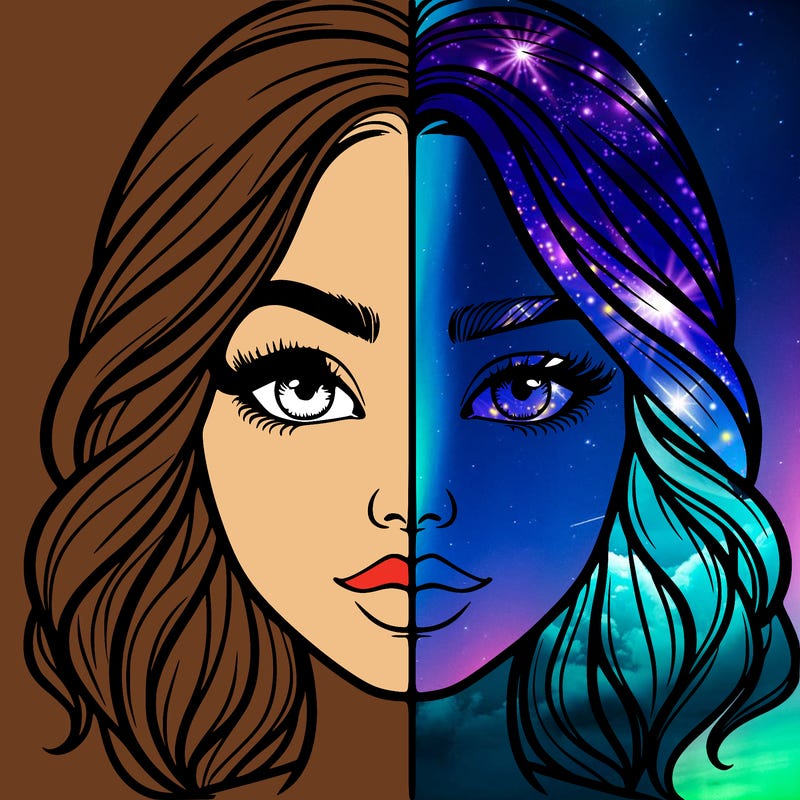 realistic girl split half