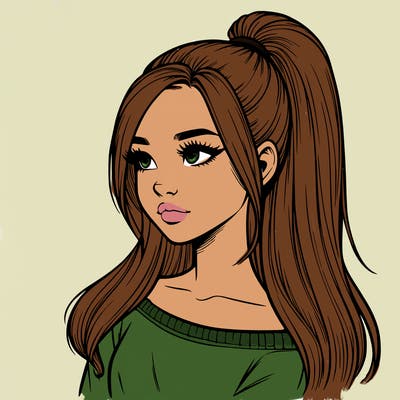 realistic girl with a high ponytail