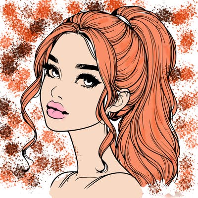 realistic girl with a ponytail on her hair and lips