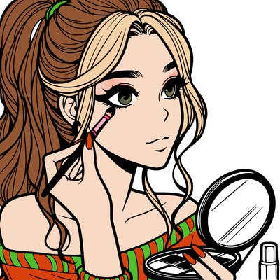 a realistic girl doing her makeup
