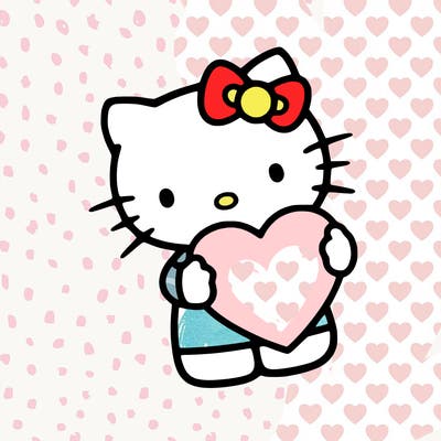 hello kitty holding a heart
