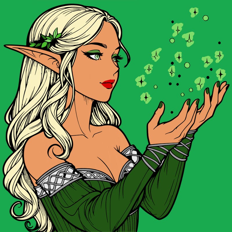 realistic elf girl doing magic