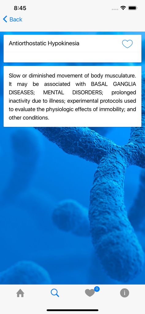 Medical Dictionary - English - Screenshot of the Medicopedia app displaying a detailed definition of a medical term