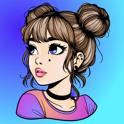 realistic girl with spacebuns