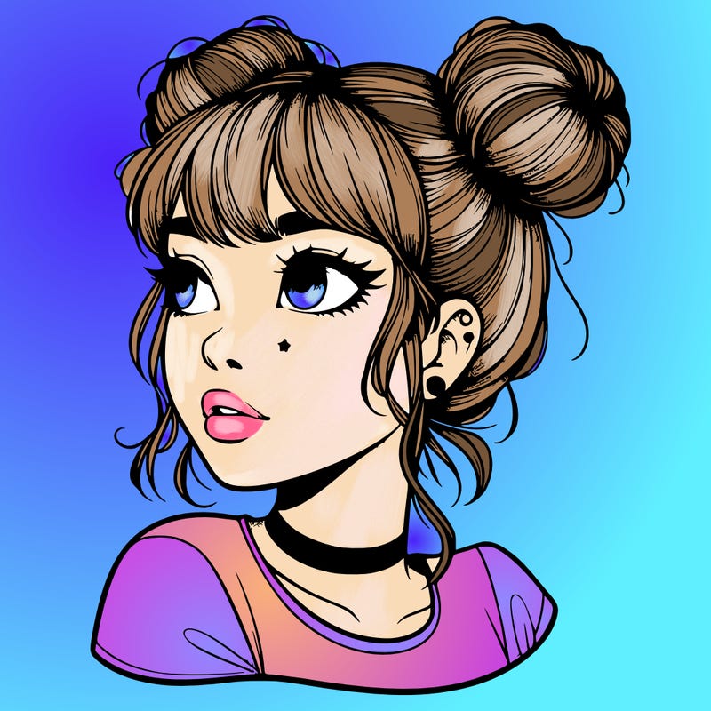 realistic girl with spacebuns