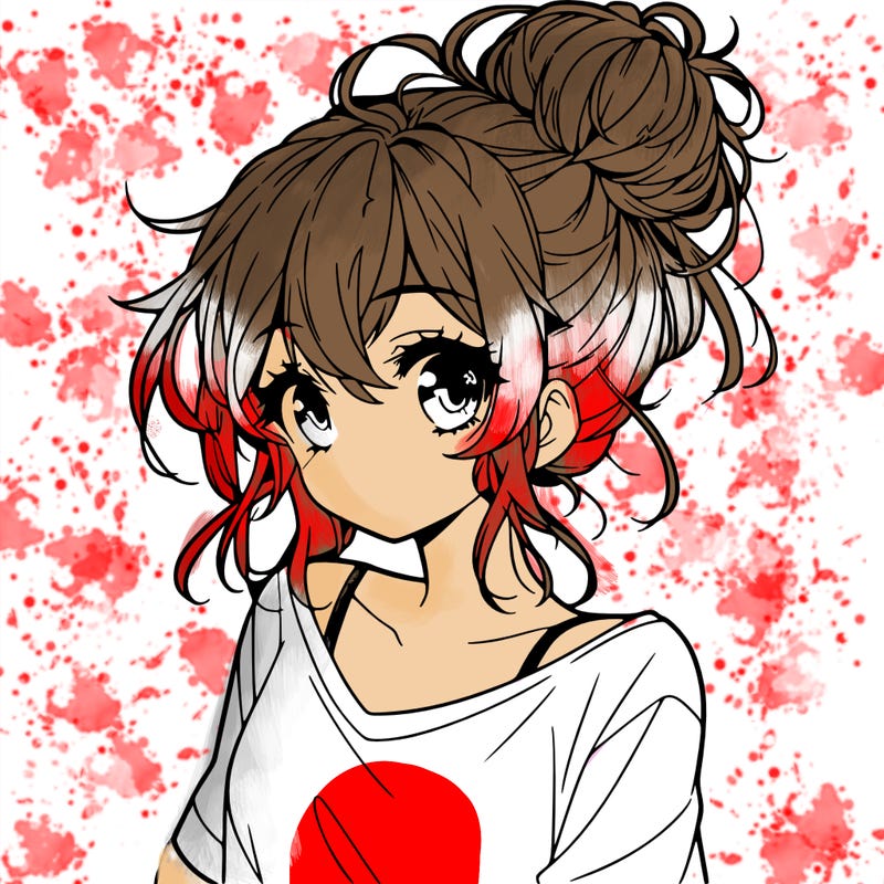 a beautiful anime girl with a messy bun