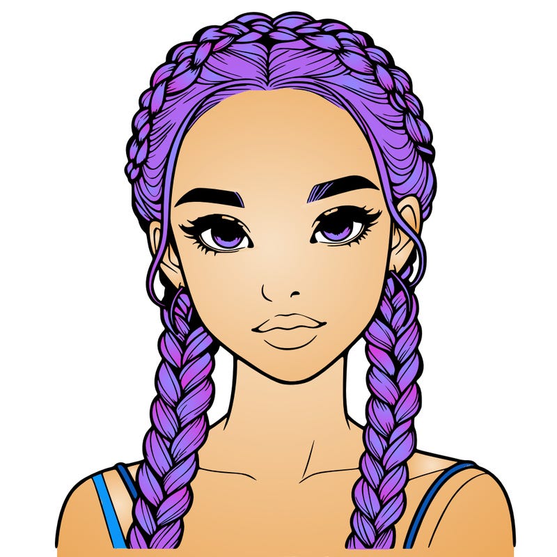 realistic girl with braids