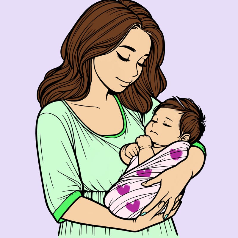 mother holding baby realistic