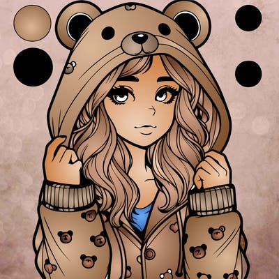 realistic girl in a animal pjs hoodie