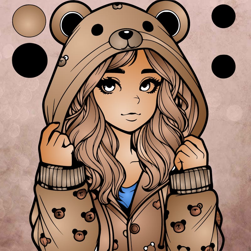 realistic girl in a animal pjs hoodie