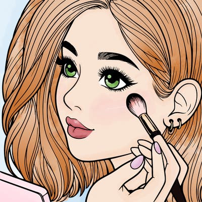 a realistic girl doing her makeup