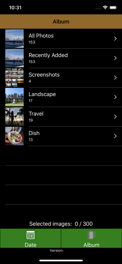 FUJIFILM WPS Photo Transfer - Fujifilm WPS Photo Transfer app album screen for selecting photos
