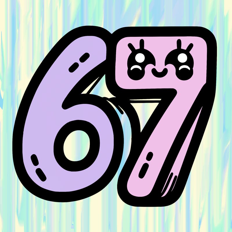 the numbers 67