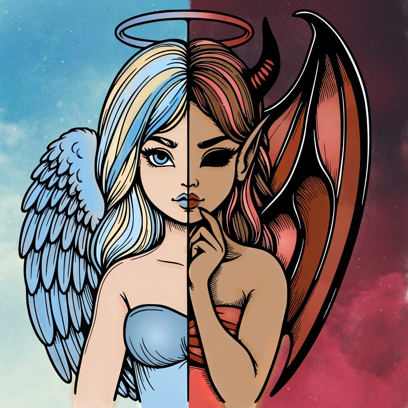 realistic angel half demon