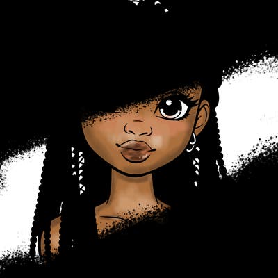 a realistic black girl with braids