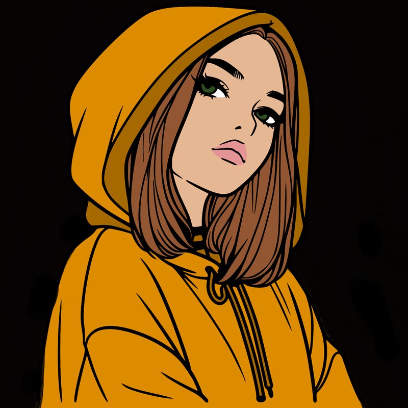 a realistic girl in a hoodie