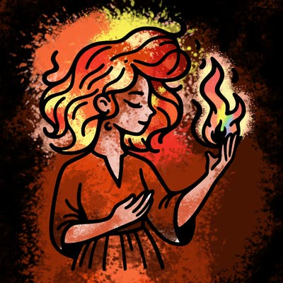 woman with fire