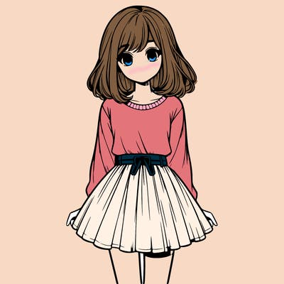 realistic girl with a skirt on