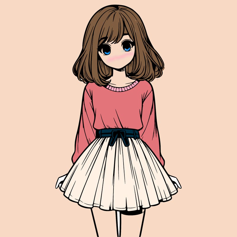 realistic girl with a skirt on