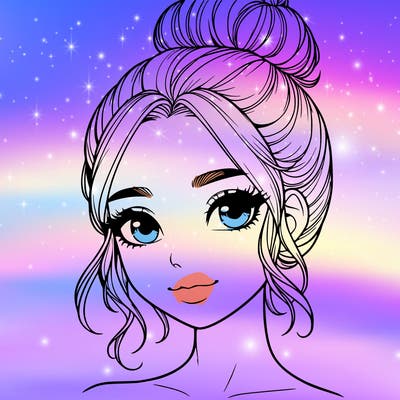 realistic pretty girl with hair in bun