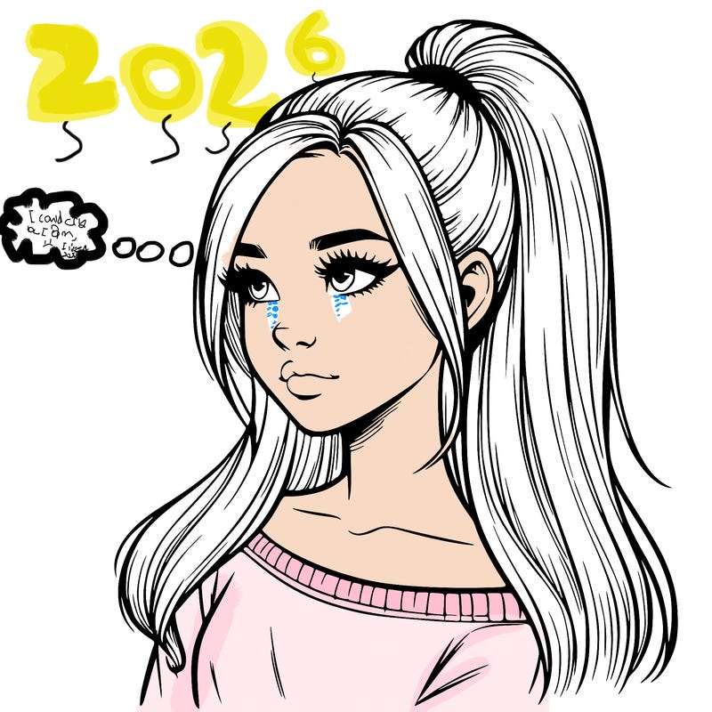 realistic girl with a high ponytail