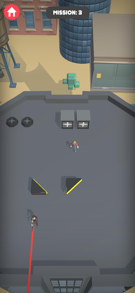 Host Part Hits 게임 플레이로, 임무 중인 옥상에 있는 캐릭터를 보여줍니다.