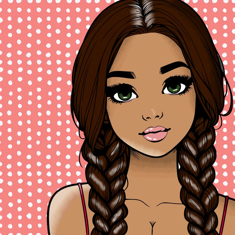 realistic girl with braids