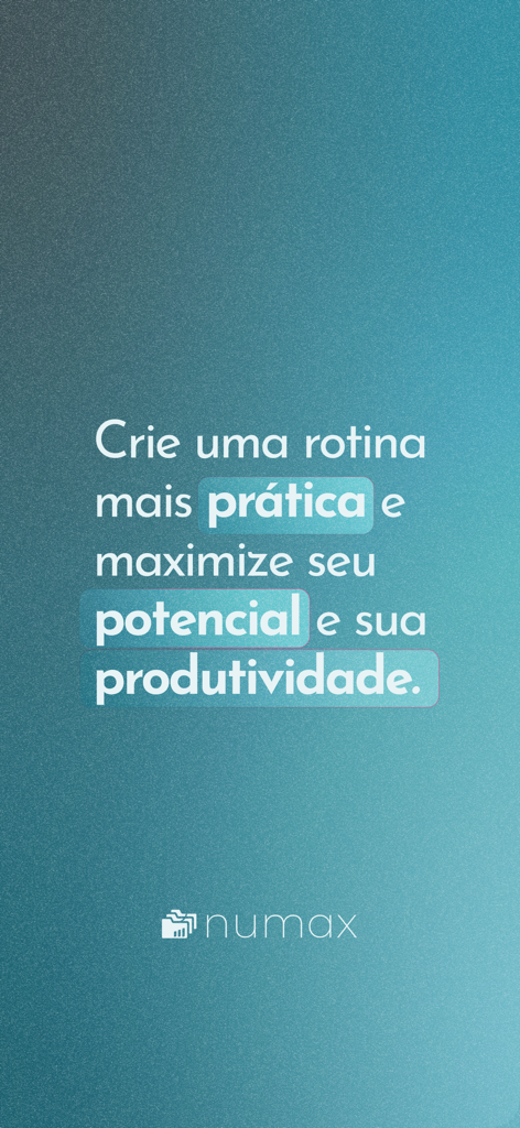 Numax Gesundheits- und Fitness-App-Bildschirm für professionelle Routine und Produktivitätsmanagement.