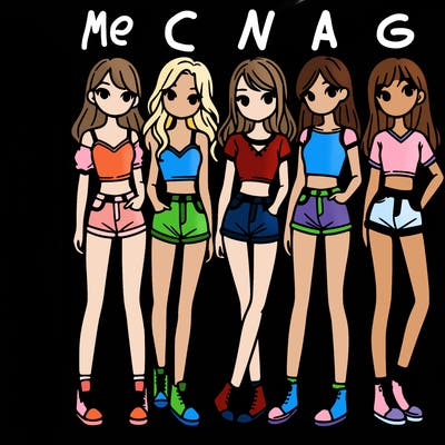 a group of girls wearing crop tops and shorts