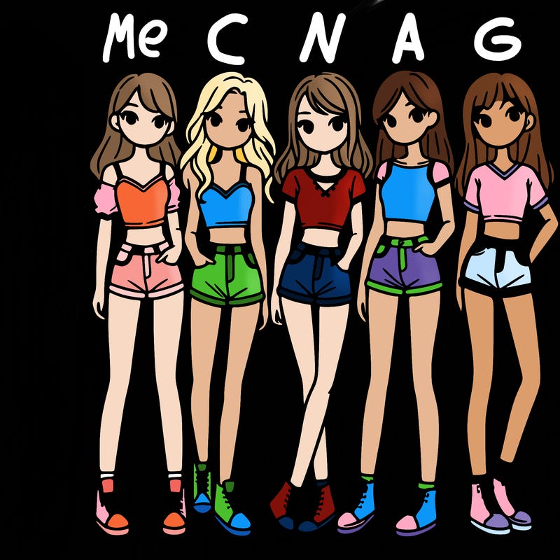 a group of girls wearing crop tops and shorts